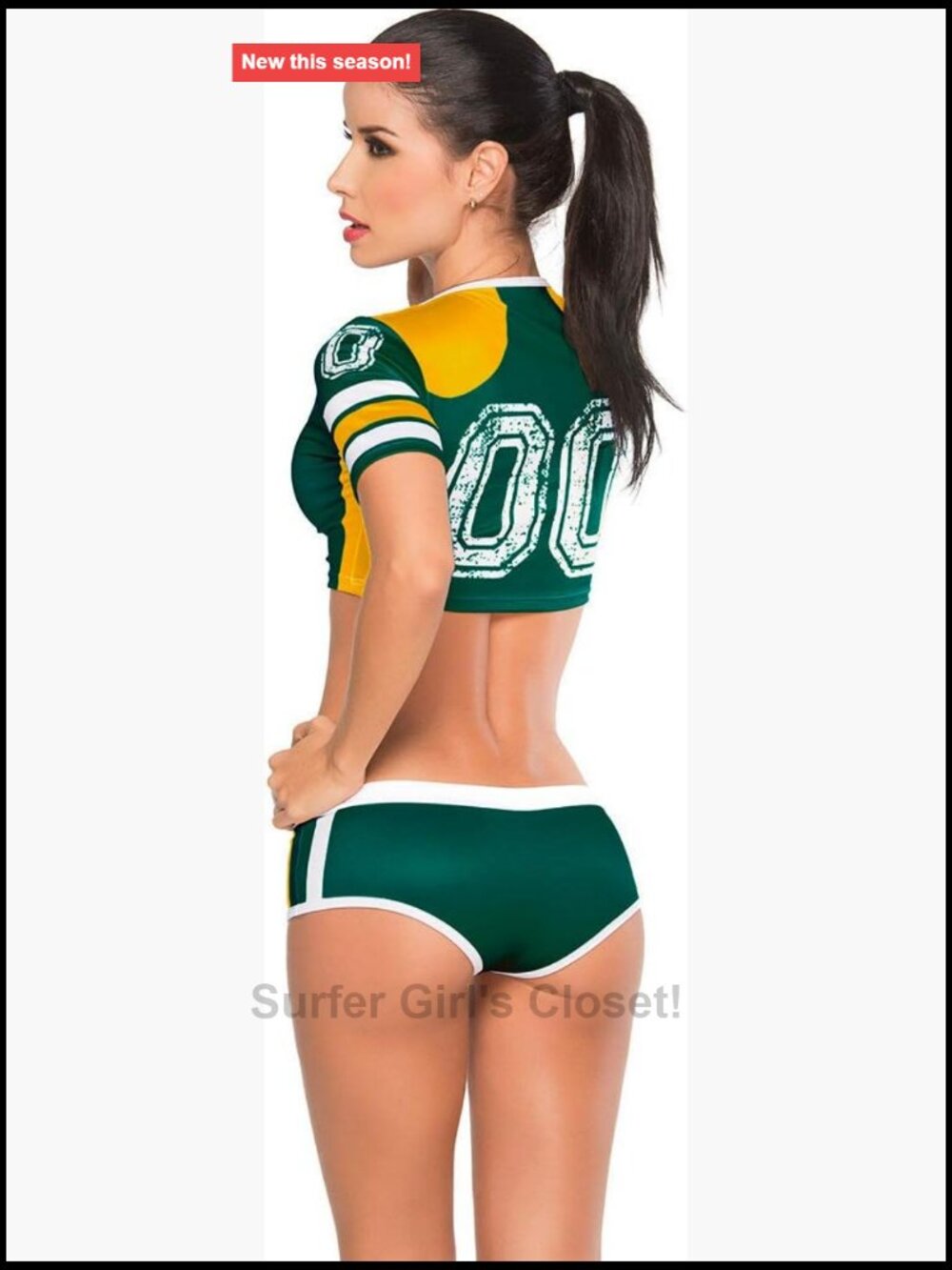 Sexy Cheerleader Costume 2-Piece V-Neck Top & Mini Skort Halloween Football
